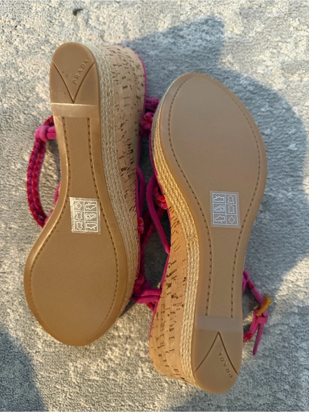 Women's Pink Braided Wedge Sandals by